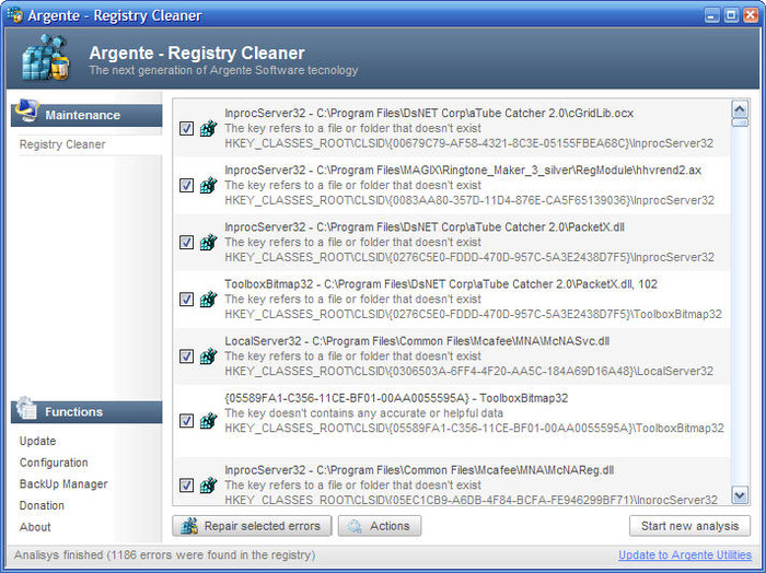 Argente – Registry Cleaner 3.1.0.6