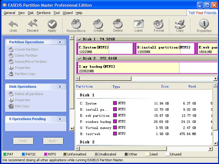 EASEUS Partition Master 10.2 Free Edition