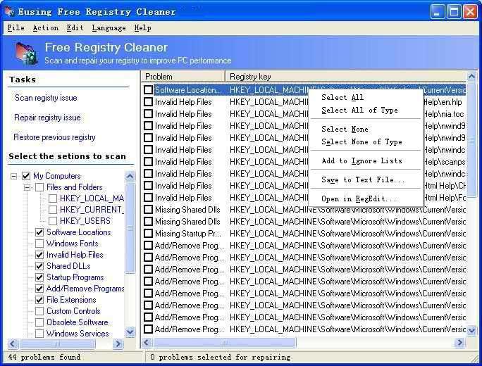 Eusing Free Registry Cleaner 3.6