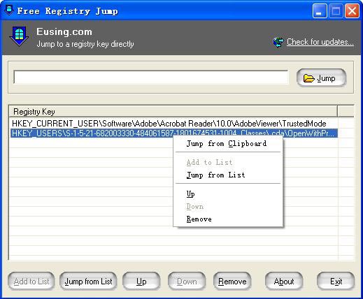 Eusing Free Registry Jump 2.0