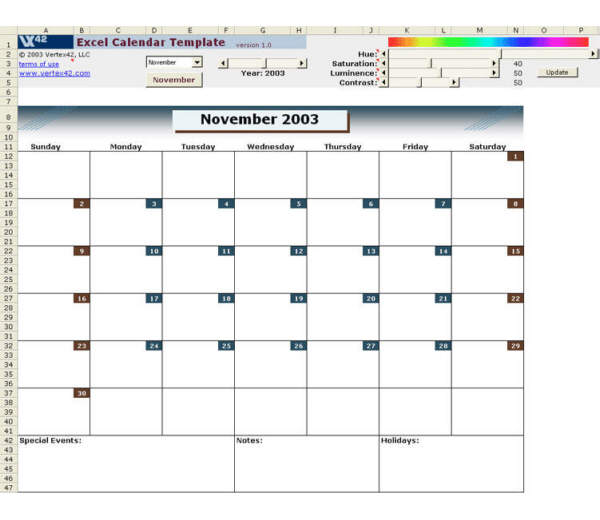 Excel Calendar