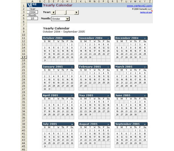 Excel Calendar Template 1.3.4