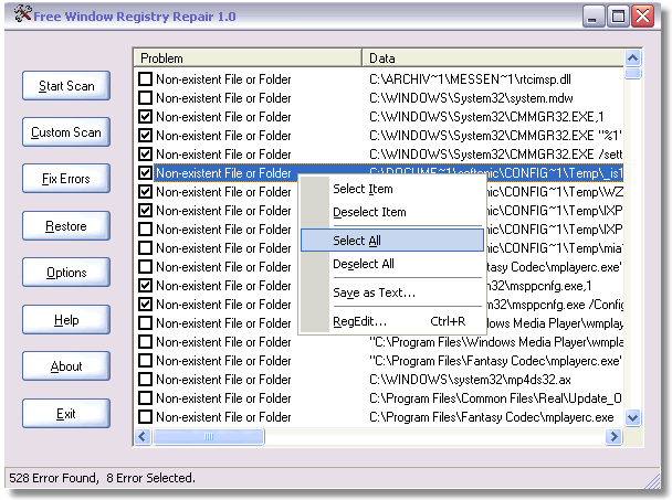 Free Window Registry Repair 3.0