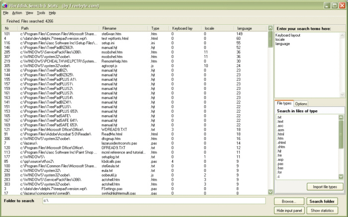 Harddisk Search and Stats 2.2