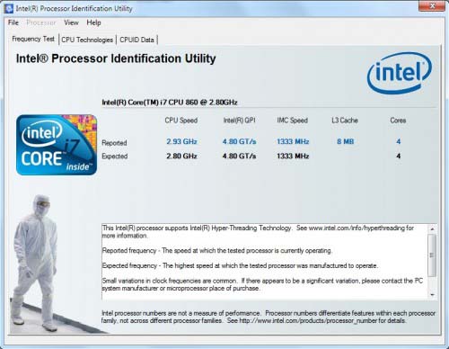 Intel Processor Identification Utility 5.01