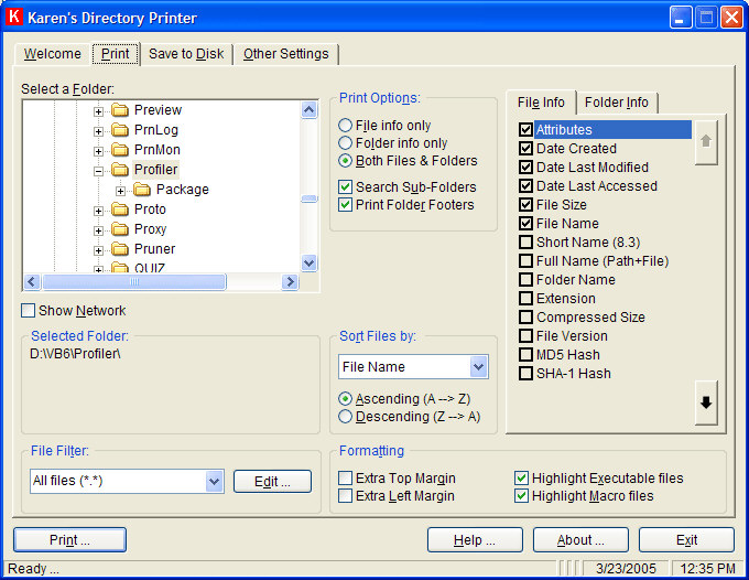 Karen Directory Printer 5.3.2