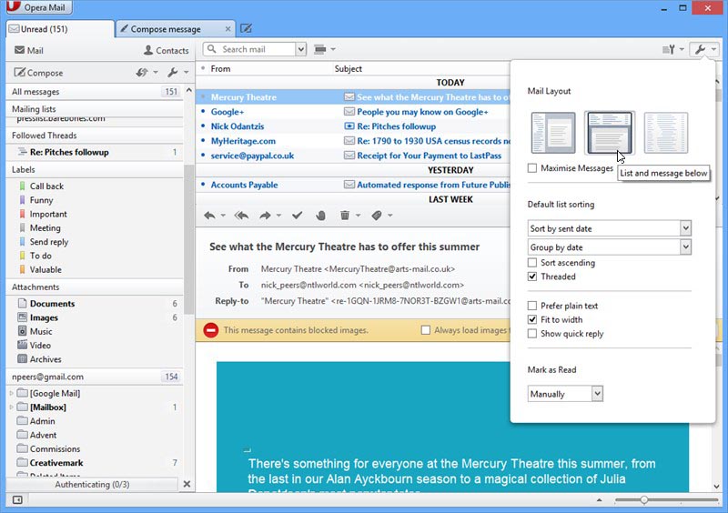 Opera Mail 1.0 Build 1040