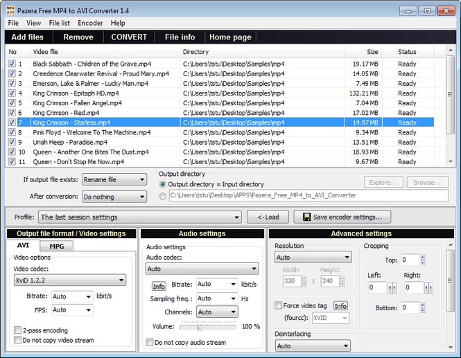 Pazera Free MP4 to AVI Converter 1.9