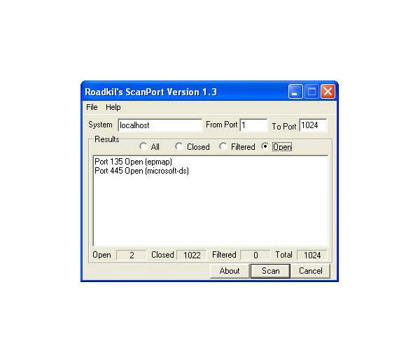Roadkil's ScanPort 1.3