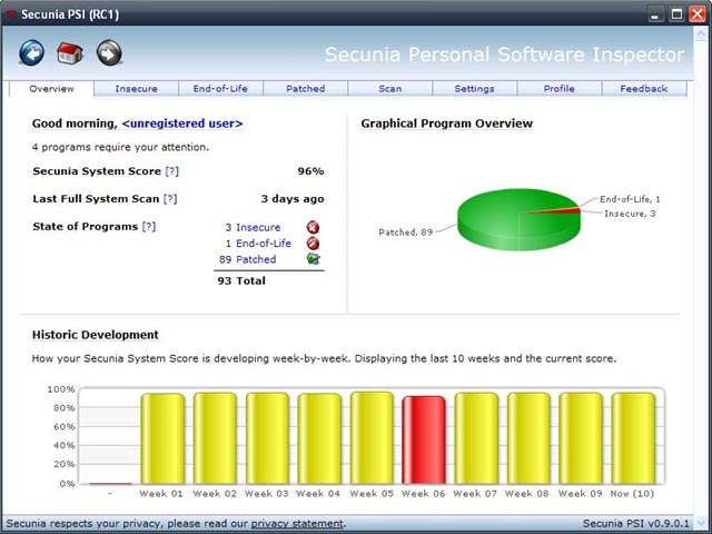 Secunia Personal Software Inspector (PSI) 3.0.0.10004