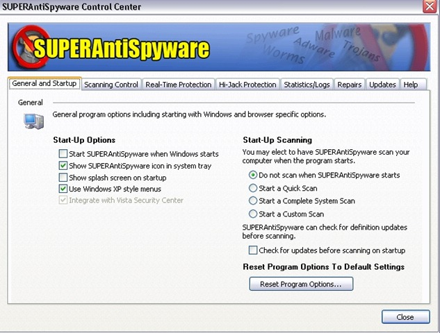 SUPERAntiSpyware Free Edition 6.0.0.1168