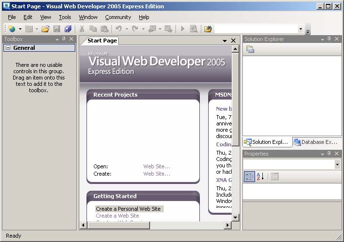 Visual Web Developer 2008 Express Edition